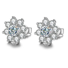 Moissanite earrings Diamond Flower Stud Earrings - chiccharm