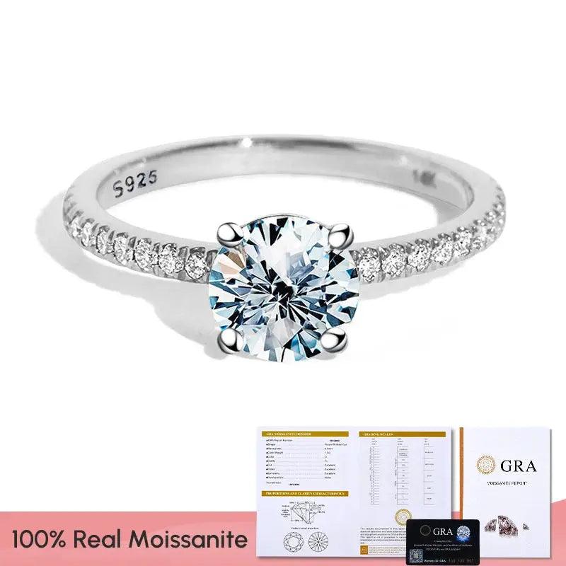 GRA Luxury 1-2ct Moissanite Diamond Rings - chiccharm