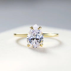 Pear Cut Moissanite Engagement Ring | 925 Sterling Silver - chiccharm